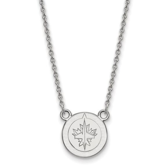 14k White Gold NHL Winnipeg Jets Small Necklace 18 Inch